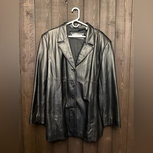 Valerie Stevens 3X Black New Zealand Lambskin Leather BlazerJacket Pockets Lined